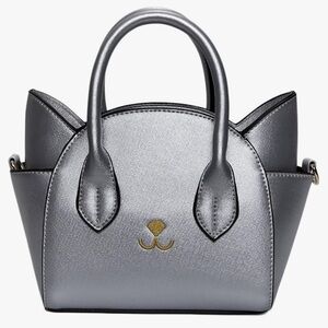 Qzunique Silver Kitty/Cat Handbag Convert Shoulder/Crossbody